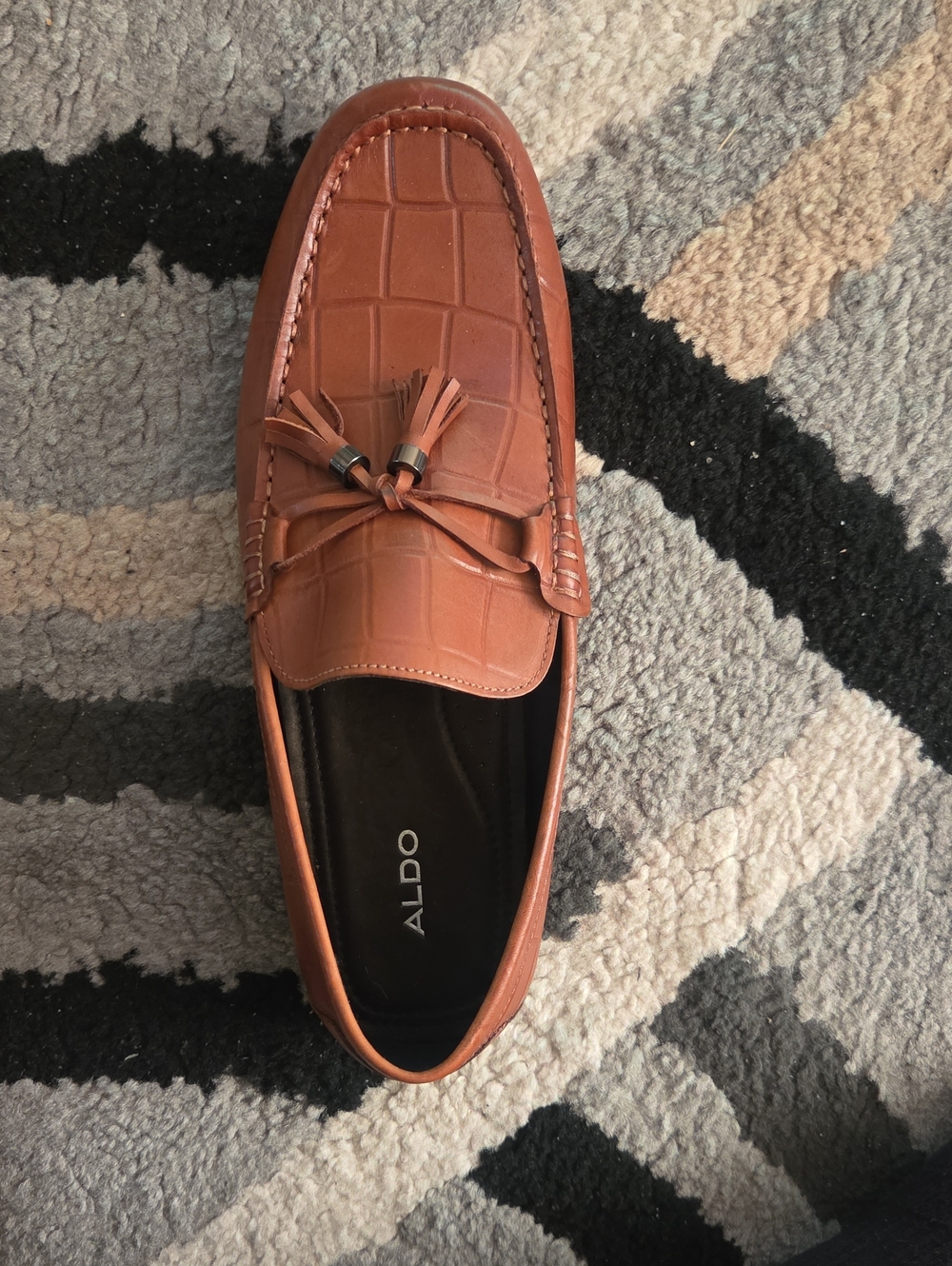ALDO Men's Brown Croc-Embossed Tassel Loafers